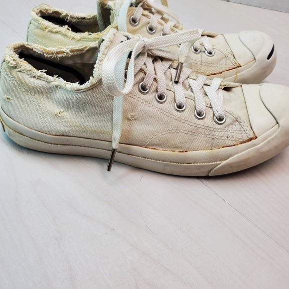 Converse Jack Purcell Low Top Canvas Sneakers Cream White Men's Size 7 US 6 UK - Picture 6 of 16